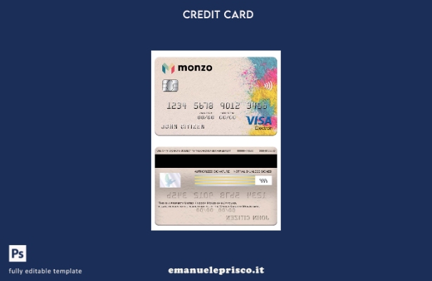 stile verificato Modello di carta elettronica per visto bancario Monzo del Regno